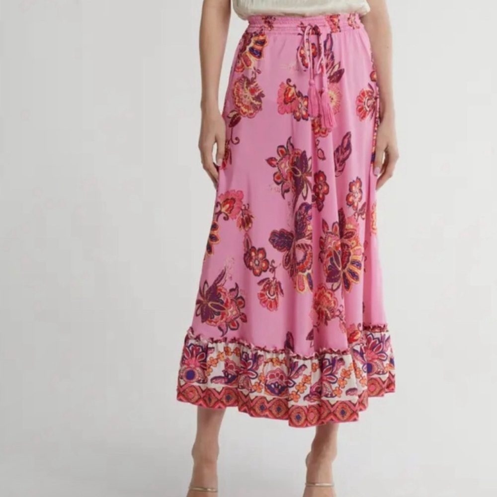 NWT TAHARI Floral Pink Maxi Skirt - Picture 3 of 3